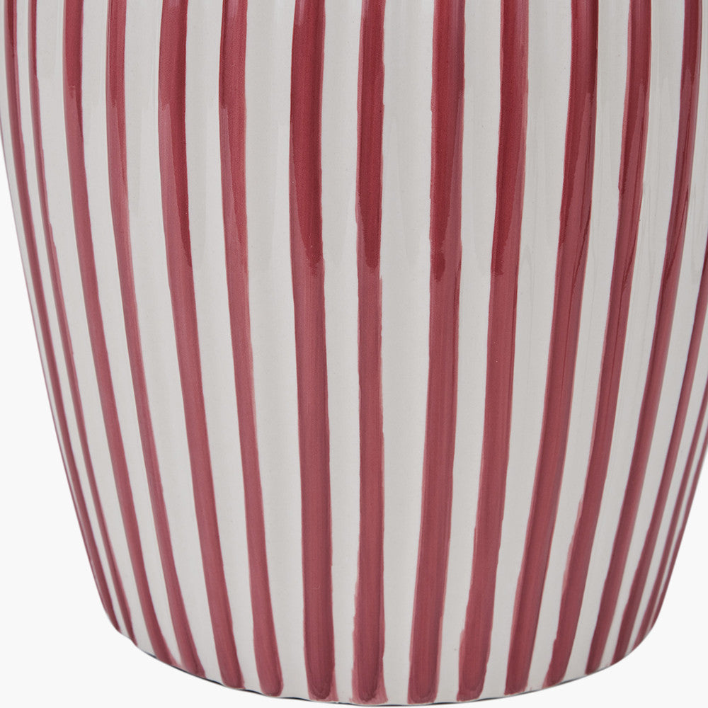 Cannes Sage and White Stripe Ceramic Table Lamp