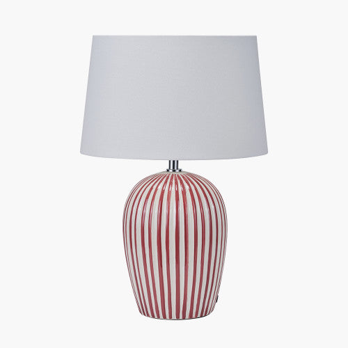 Cannes Sage and White Stripe Ceramic Table Lamp