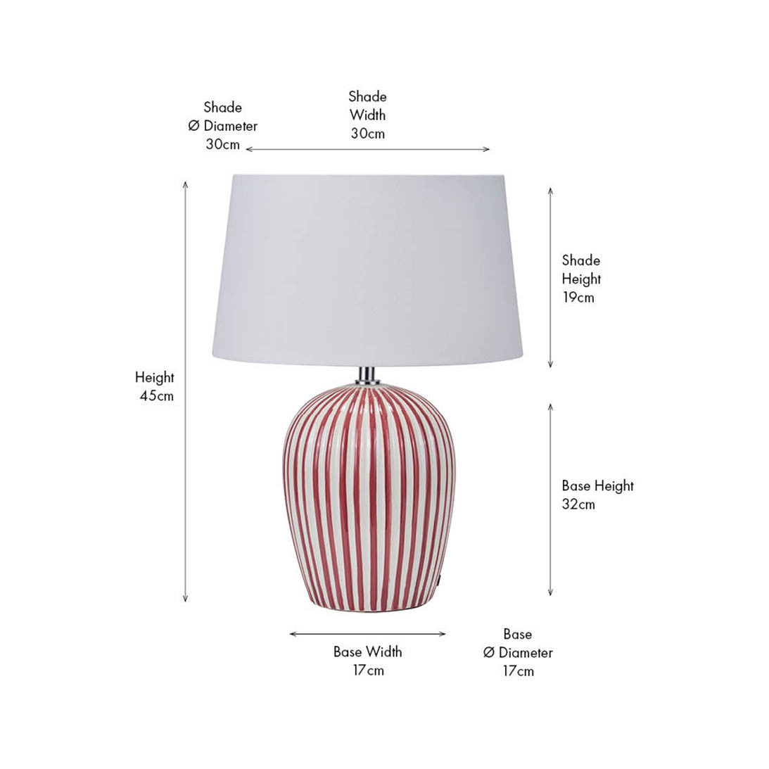 Cannes Sage and White Stripe Ceramic Table Lamp