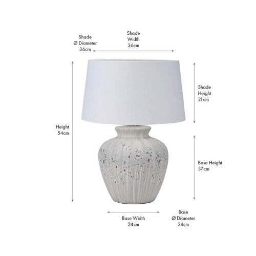 Kalli White and Grey Flecked Ceramic Table Lamp