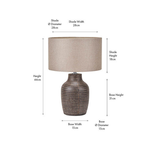 Kai Earth Coloured Textured Tall Ceramic Table Lamp