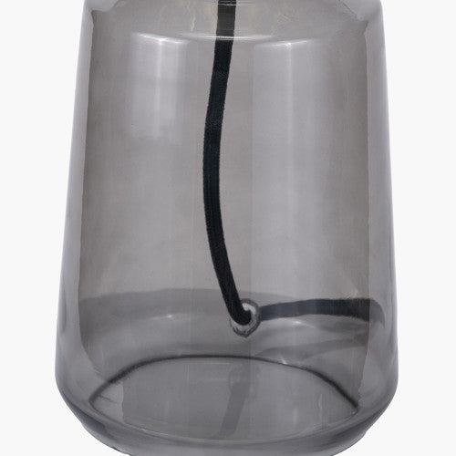 Zandra Grey Ribbed Glass Table Lamp