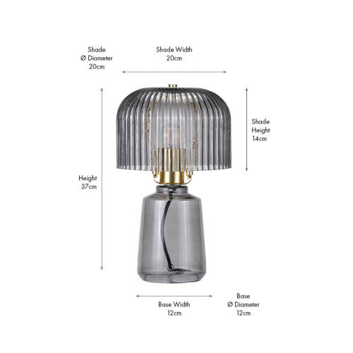 Zandra Grey Ribbed Glass Table Lamp