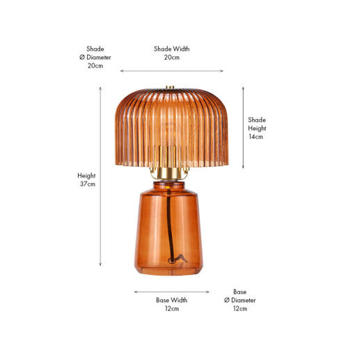 Zandra Orange Ribbed Glass Table Lamp