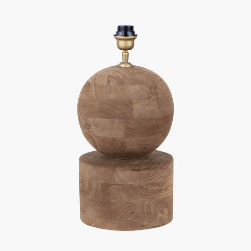 Ziva Antique Brown Round Wood Table Lamp Base