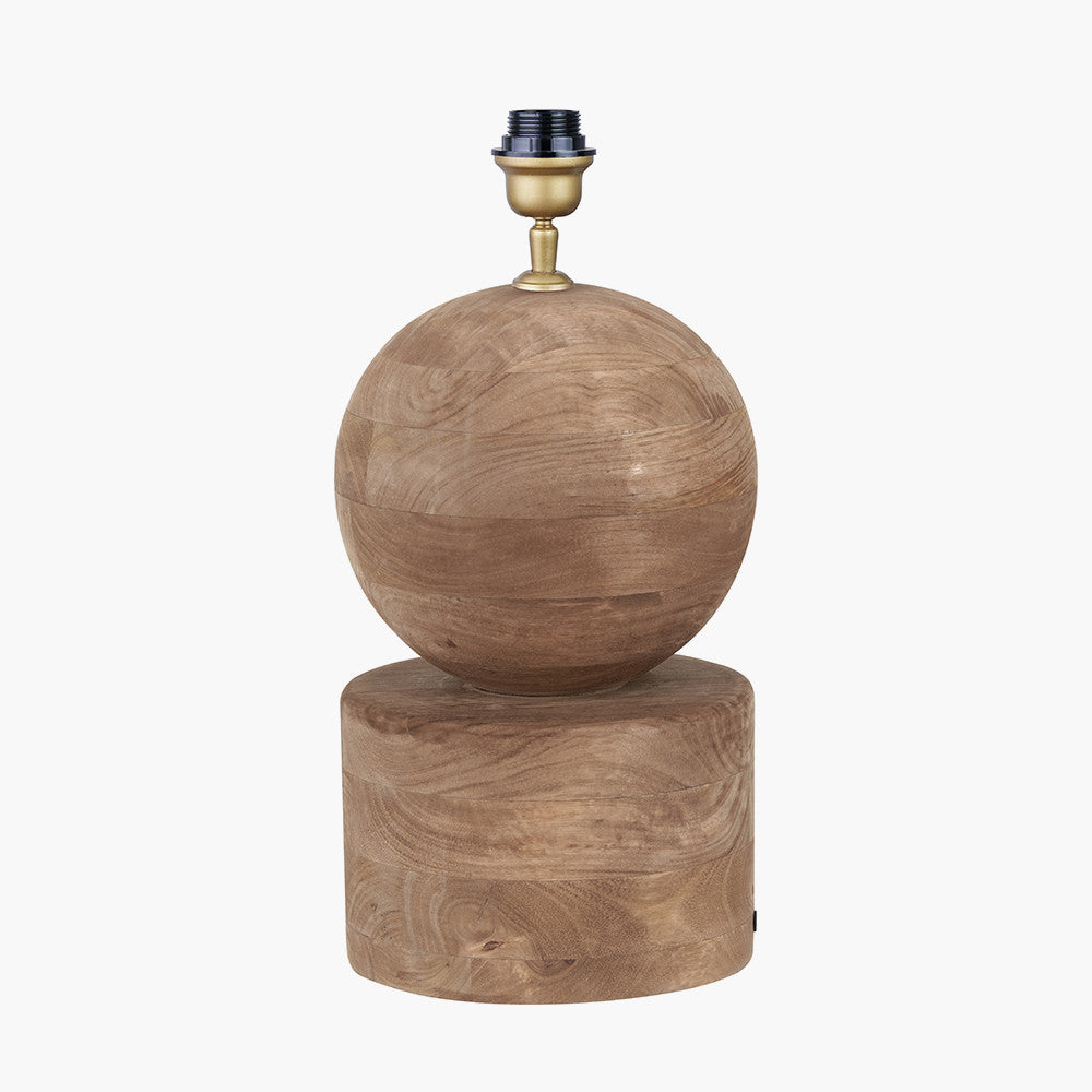 Ziva Antique Brown Round Wood Table Lamp Base