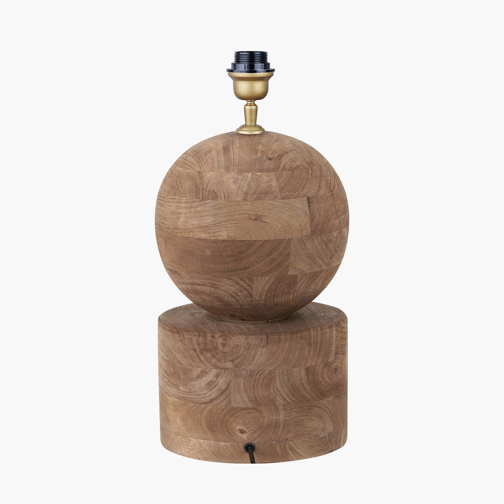 Ziva Antique Brown Round Wood Table Lamp Base