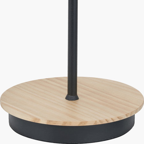 Juna Black Metal and Natural Wood Table Lamp