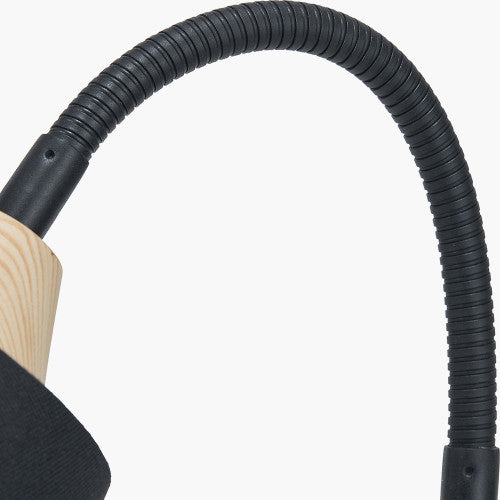 Juna Black Metal and Natural Wood Table Lamp
