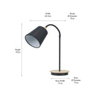Juna Black Metal and Natural Wood Table Lamp