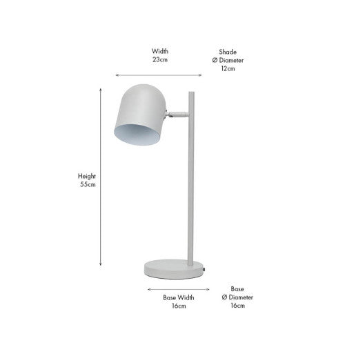 Finn Grey Metal Cloche Headed Table Lamp
