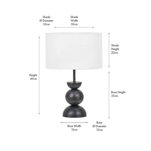 Vala Graphite Metal Textured Effect Ball Table Lamp
