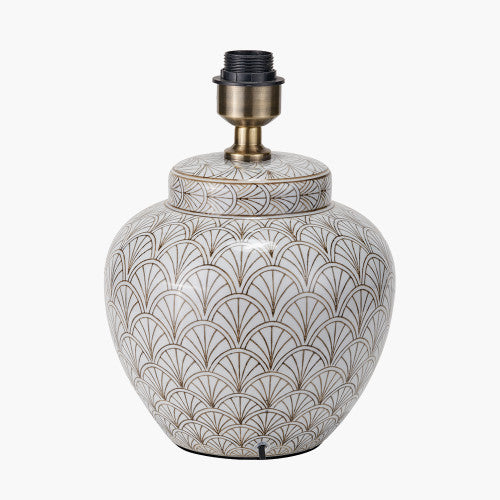 Barbier White Art Deco Fan Ceramic Table Lamp Base