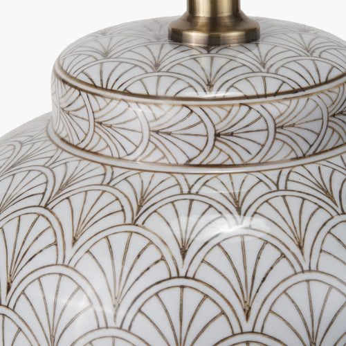 Barbier White Art Deco Fan Ceramic Table Lamp Base