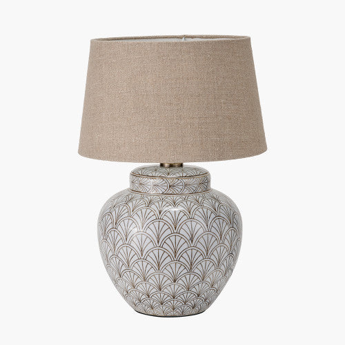 Barbier White Art Deco Fan Ceramic Table Lamp Base
