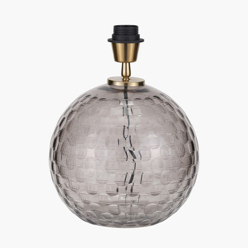 Camille Smoke Grey Circle Design Handcut Glass Table Lamp Base