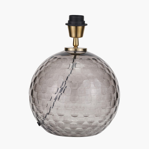 Camille Smoke Grey Circle Design Handcut Glass Table Lamp Base