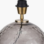 Camille Smoke Grey Circle Design Handcut Glass Table Lamp Base