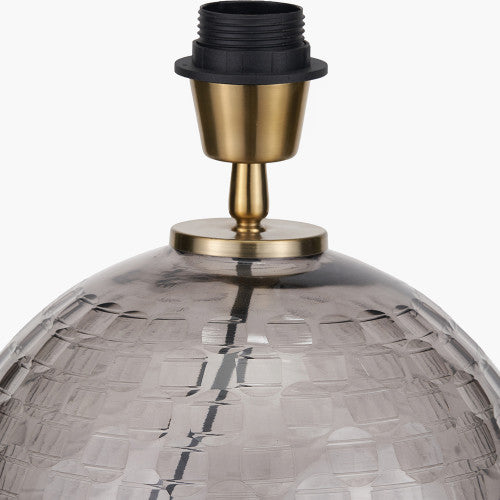 Camille Smoke Grey Circle Design Handcut Glass Table Lamp Base