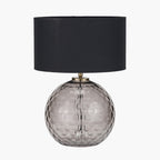 Camille Smoke Grey Circle Design Handcut Glass Table Lamp Base