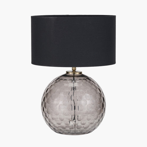 Camille Smoke Grey Circle Design Handcut Glass Table Lamp Base