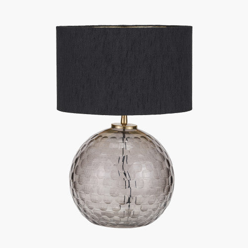 Camille Smoke Grey Circle Design Handcut Glass Table Lamp Base
