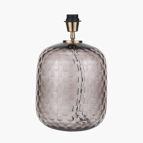 Camille Large Smoke Grey Circle Design Handcut Glass Table Lamp Base