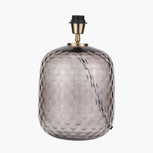 Camille Large Smoke Grey Circle Design Handcut Glass Table Lamp Base