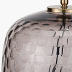 Camille Large Smoke Grey Circle Design Handcut Glass Table Lamp Base