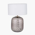 Camille Large Smoke Grey Circle Design Handcut Glass Table Lamp Base