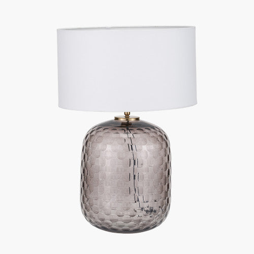 Camille Large Smoke Grey Circle Design Handcut Glass Table Lamp Base