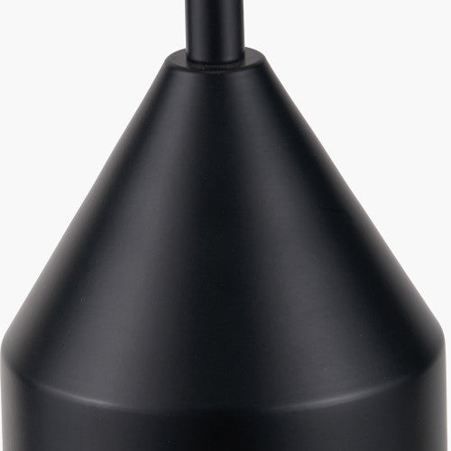 Oscar Black Metal and Natural Linen Structured Table Lamp