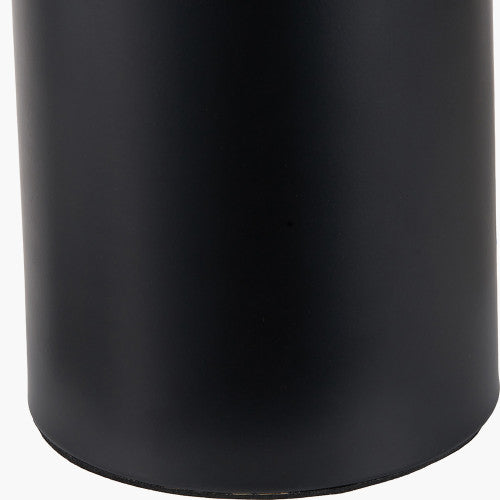 Oscar Black Metal and Natural Linen Structured Table Lamp