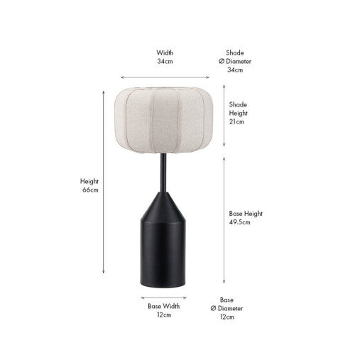 Oscar Black Metal and Natural Linen Structured Table Lamp
