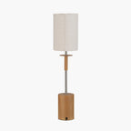 Bonham Natural Wood Veneer and Silver Metal Table Lamp