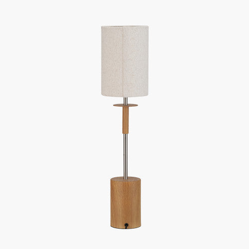 Bonham Natural Wood Veneer and Silver Metal Table Lamp