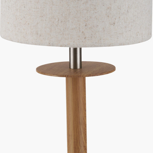 Bonham Natural Wood Veneer and Silver Metal Table Lamp
