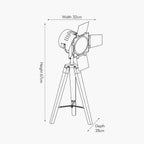 Hereford Grey Wood and Silver Metal Film Tripod Table Lamp