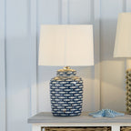 Schoal Blue and White Fish Detail Ceramic Table Lamp