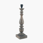 Alia Grey Wash Turned Mango Wood Table Lamp Base