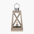 Devon Grey Wood and Chrome Lantern Table Lamp