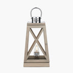 Devon Grey Wood and Chrome Lantern Table Lamp