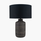 Atouk Textured Black Stoneware Table Lamp Base