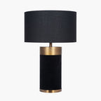 Dempsey Black Velvet and Antique Gold Metal Table Lamp Base