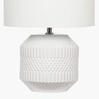 Meribel White Geo Textured Ceramic Table Lamp