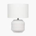 Meribel White Geo Textured Ceramic Table Lamp