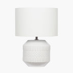 Meribel White Geo Textured Ceramic Table Lamp