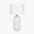 Meribel White Geo Textured Tall Ceramic Table Lamp
