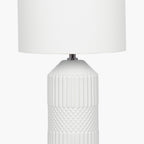 Meribel White Geo Textured Tall Ceramic Table Lamp