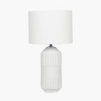 Meribel White Geo Textured Tall Ceramic Table Lamp